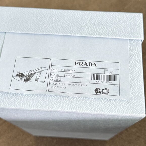 Prada Satin Crystal 1XX642 Ananas Yellow Slide Heel Mules Sandals, 36 & 38 - Picture 14 of 14